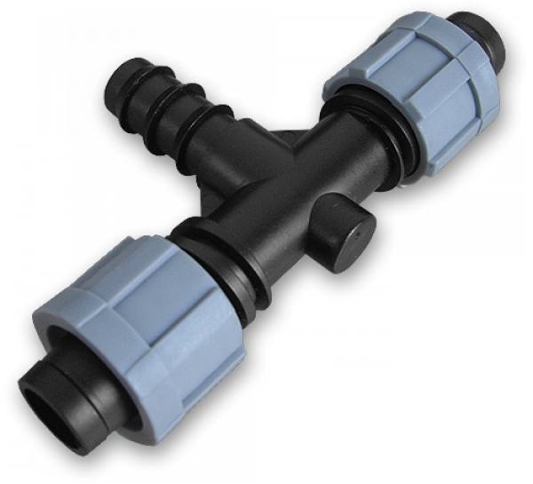 Трійник крапельна стрічка х2 / з'єднувач для трубки 16мм, DSTA03-16L купить с доставкой