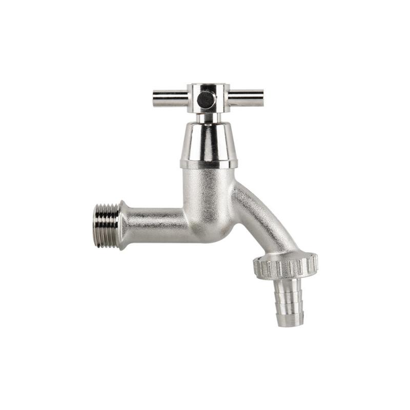 Кран вентильний РЗ 1/2", штуцер під шланг 3/4", латунь/нікель, CROSS HANDL, GKK0T123413