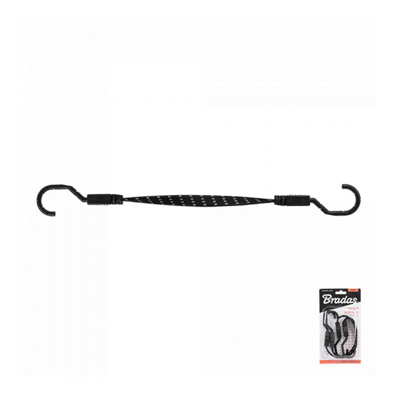 Гумка еластична FLAT BUNGEE CORD HOOK чорна 1,8 х 80см - 2 шт, у блістері, BCH5-18080BC-B