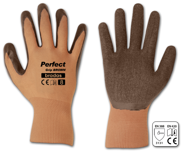 Купить перчатки защитные perfect grip brown латекс, размер 10, rwpgbr10