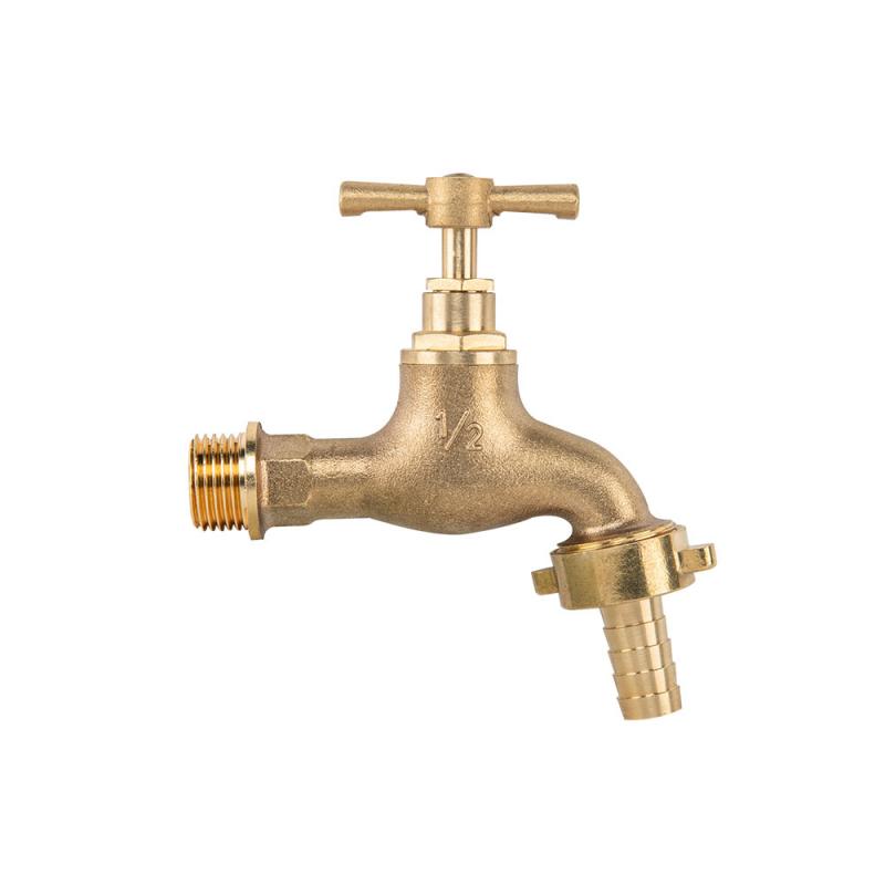 Кран вентильний РЗ 1/2", штуцер під шланг 3/4", латунний, BR-KBA1234